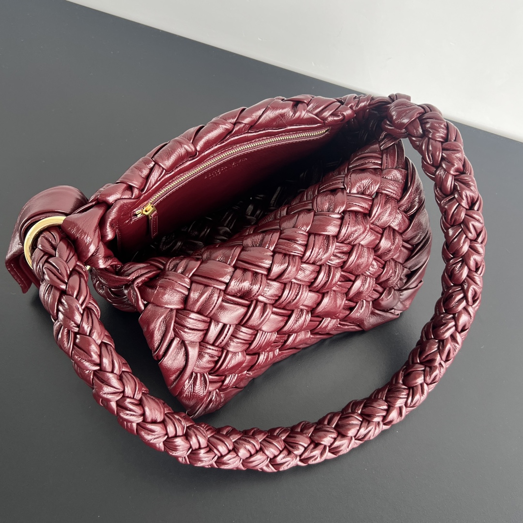 Kalimero Citta Intreccio Leather Shoulder Bag Bordeaux